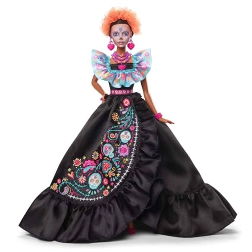 Signature Doll Día De Muertos Collectable Figure - Black Dress Embroidery Print Ages 6+