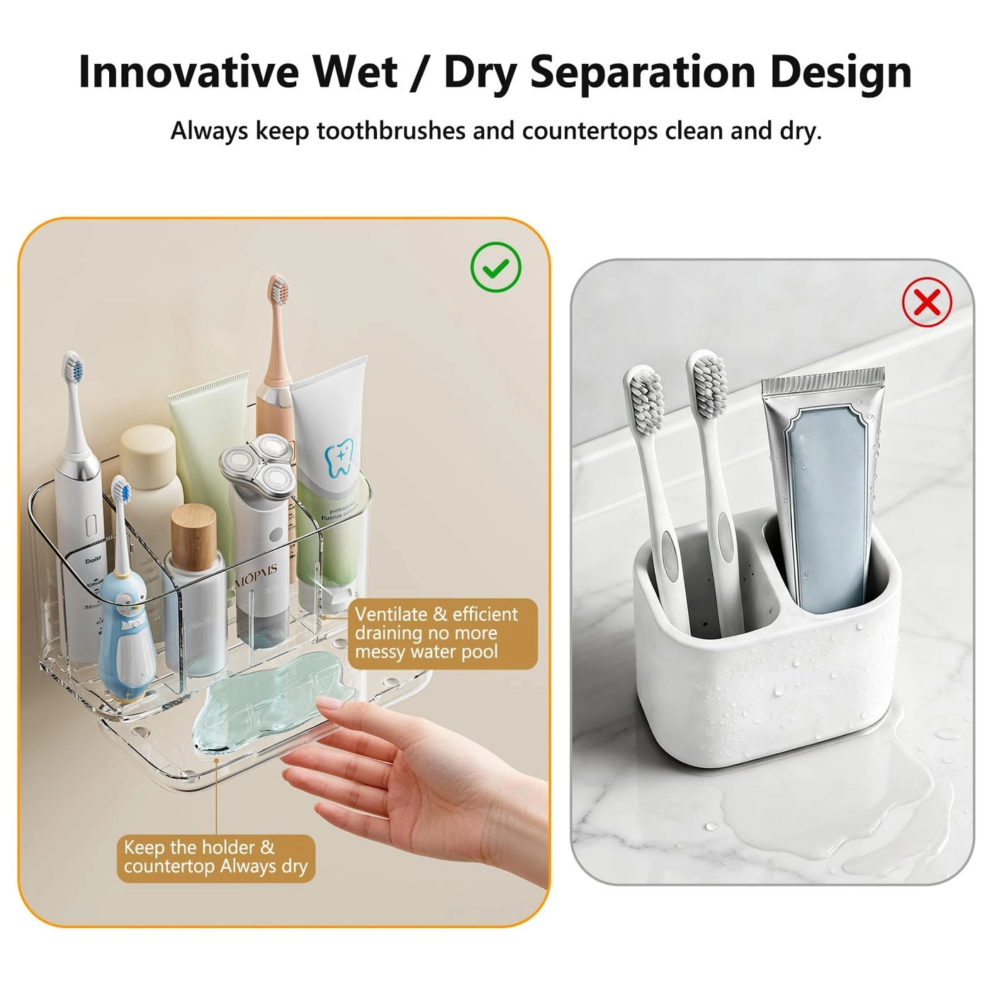 Toothbrush Holders - Wall Mounted 5 Slots