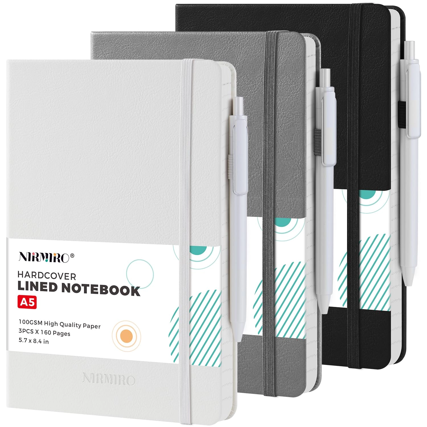 nirmiro Journal Notebook A5 Hardcover - Lined 160 Pages