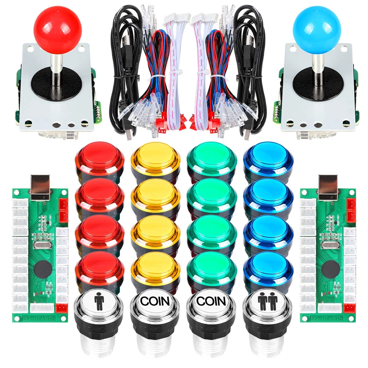 eg starts Arcade Stick DIY Kit + 5Pin Rocker + USB Encoder + Push Button - USB PC Windows