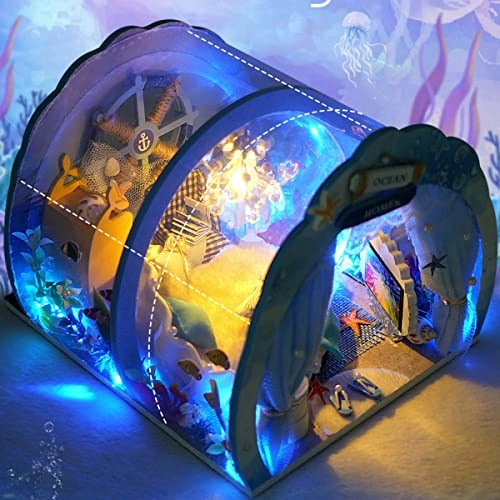 Mini Ocean Tunnel Dollhouse Kit - Wooden LED Light 18 x 16 x 14.5cm