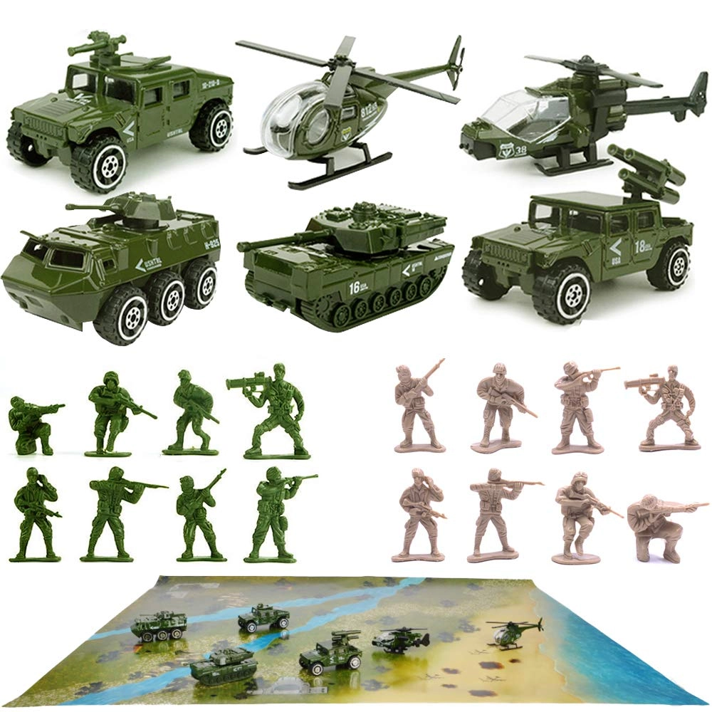 dunriog Die-Cast Military Vehicles Set - HO scale 26pcs