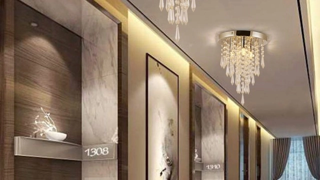 Mini Crystal Ceiling Chandelier - 3-Light Chrome Acrylic