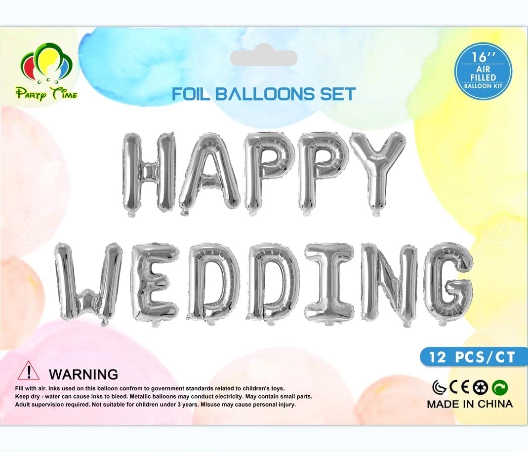 Party Time Trading LLC Happy Wedding Foil Balloon - 1 Set Wedding