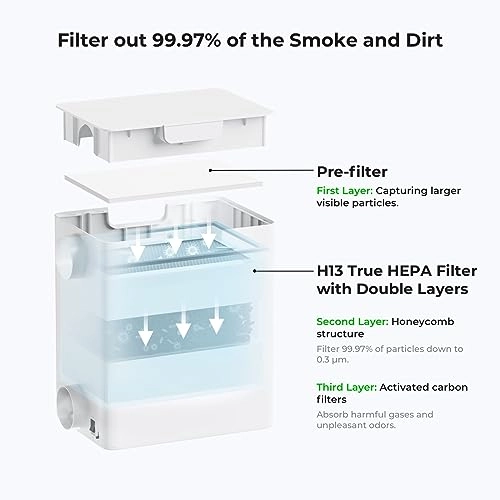 F1 Desktop Smoke Air Purifier - 3layer filtration H13 HEPA
