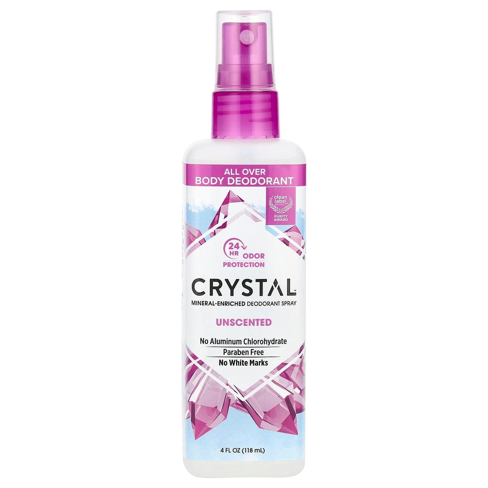 Crystal Mineral-Enriched Deodorant Spray - Unscented 4 fl oz (118 ml)