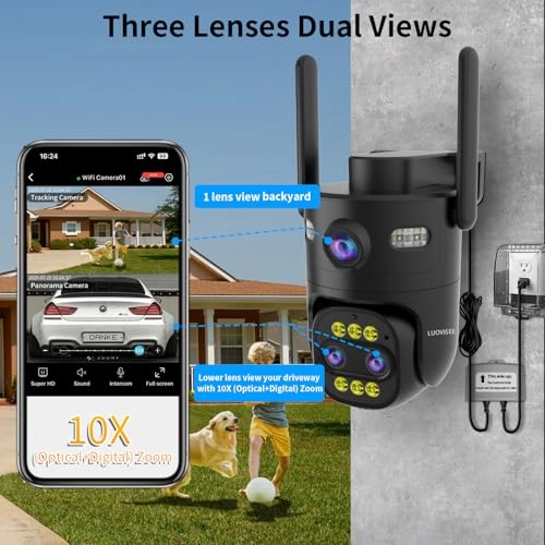 Triple-Lens Outdoor Security Camera