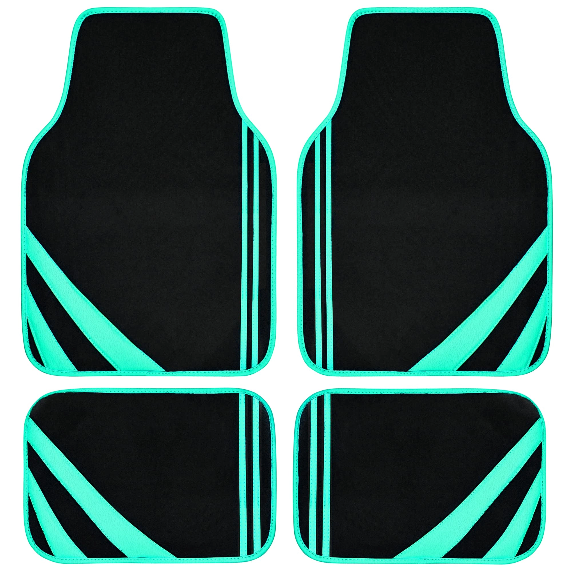 LJ Faux Leather Car Mats - Blue Edge Universal Fit