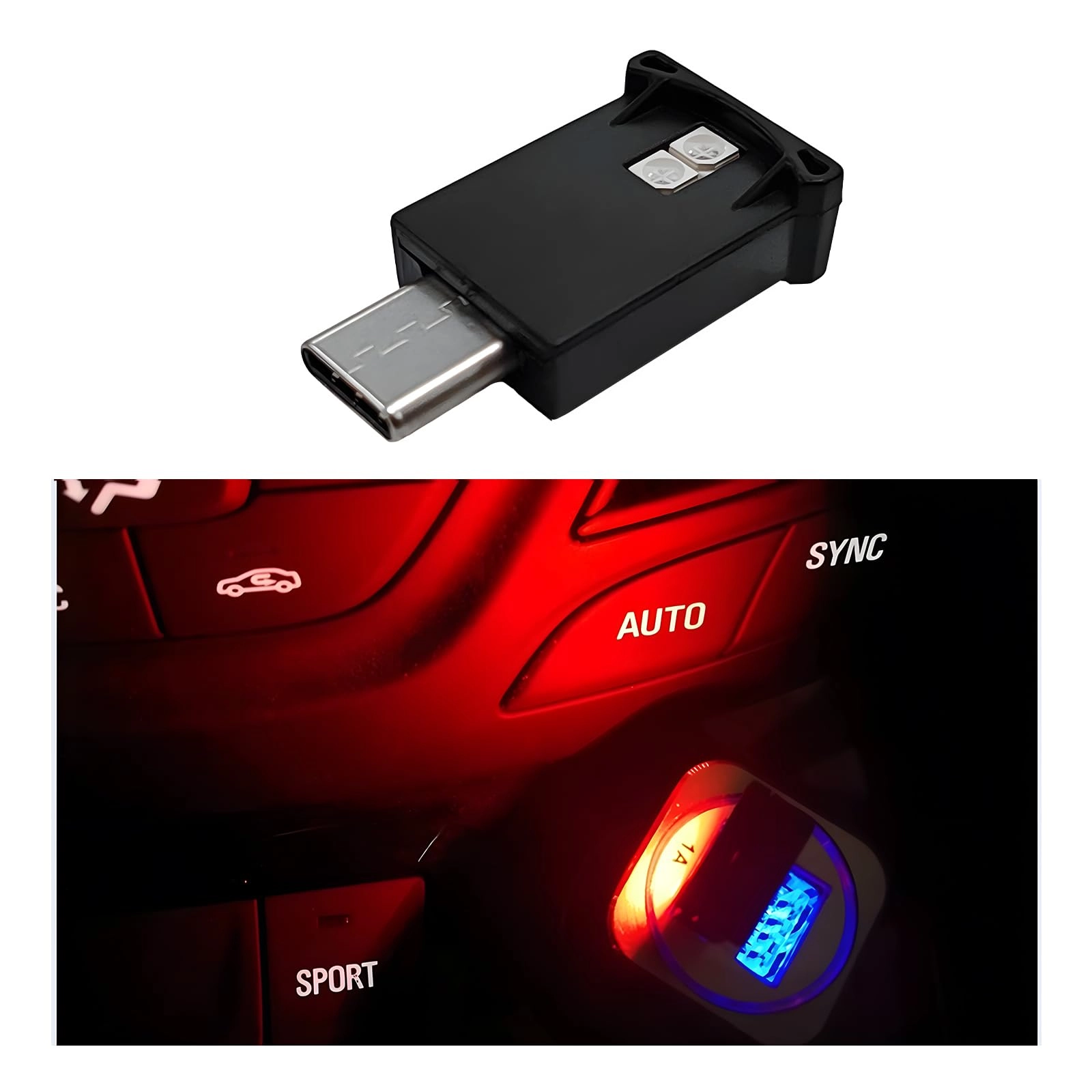 Sylvil USB Type C LED Ambient Light - 8 Colors RGB Mini Adjustable