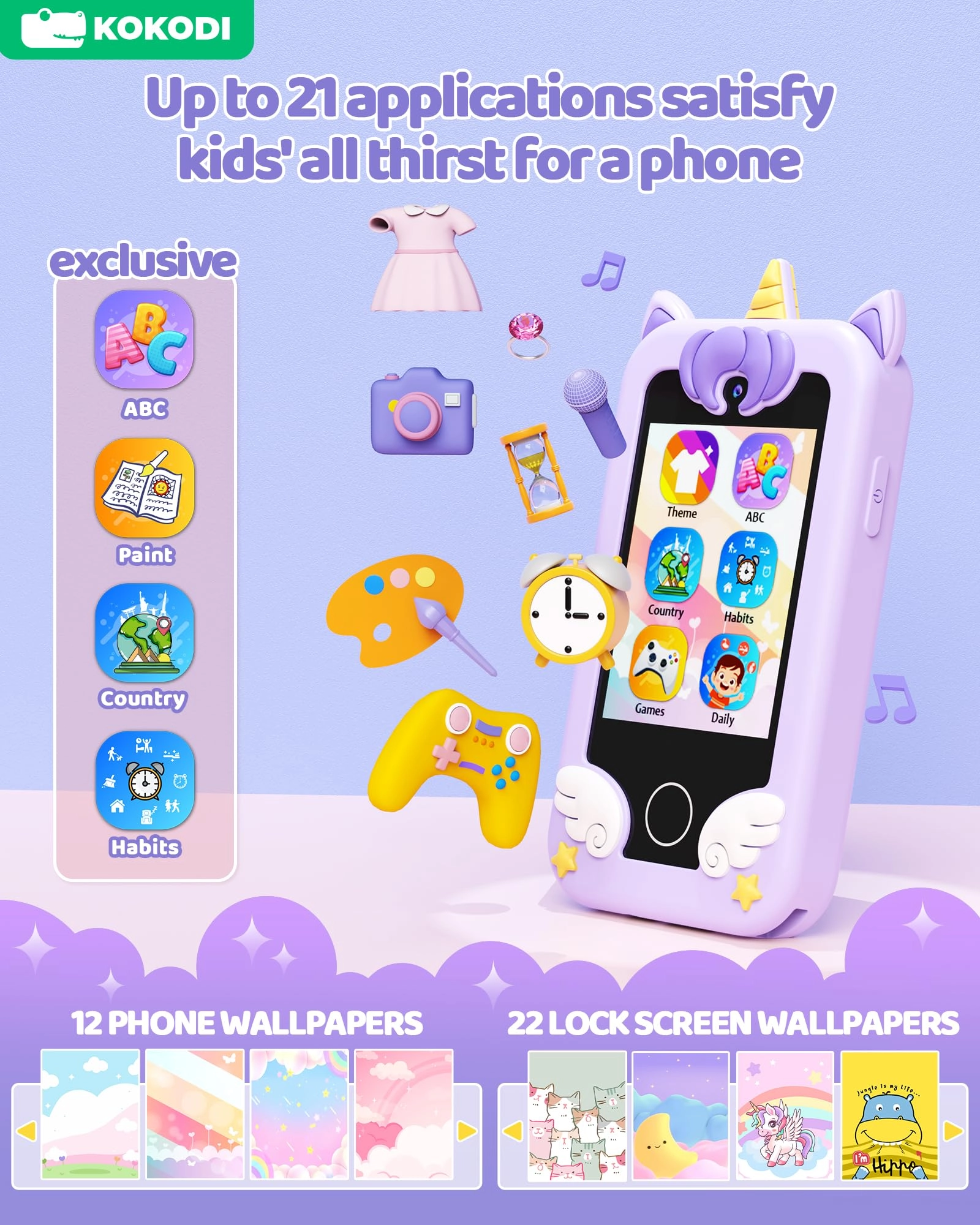 kokodi Kids Smart Phone Toy Unicorn - 3 years+