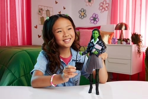 Elphaba Fashion Doll - Green skin Black braided hair Sheer black dress