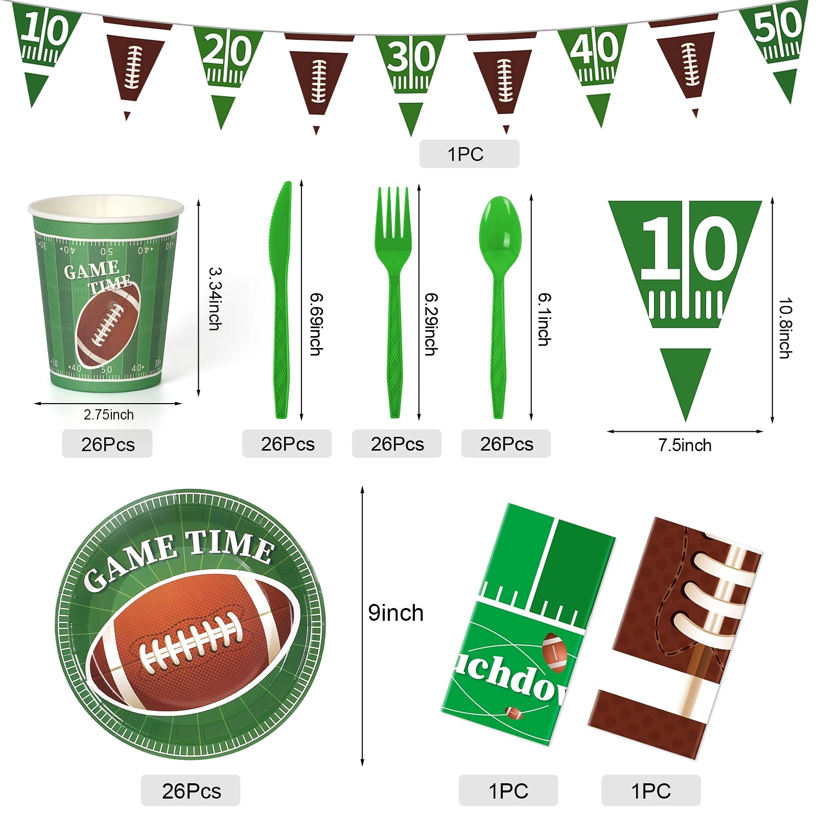 Football Party Supplies Set - 133Pcs Birthday Party