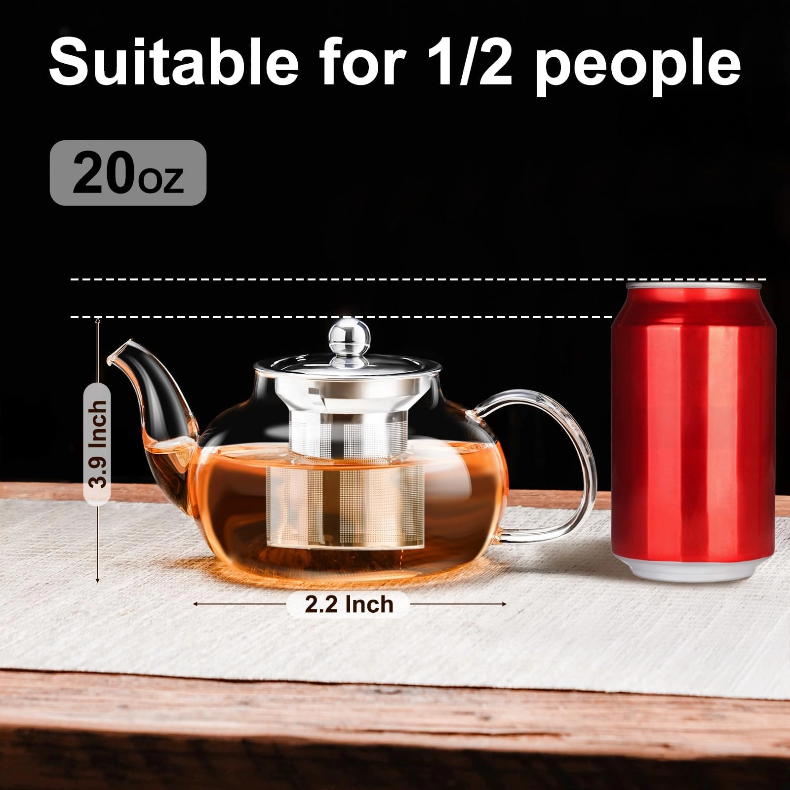 glass teapot - Borosilicate Glass 650 Milliliters