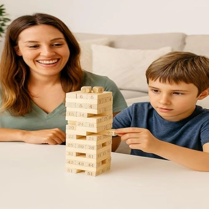 Hardwood Blocks Tower - 54 pcs