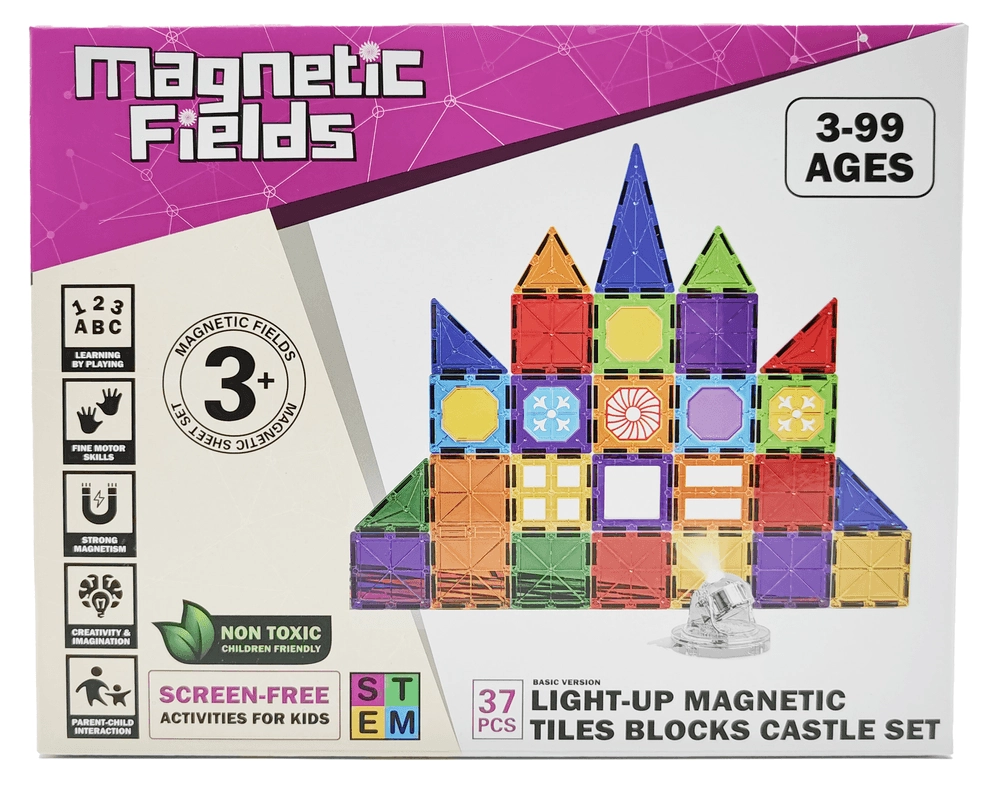 Magnetic Fields Light Up Magnetic Tiles Castle Set - 37 pcs