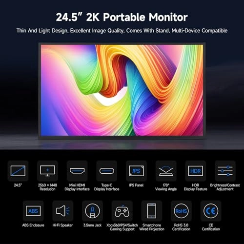 DHX-24.5inch-2K-Portable-Monitor-EU - 24.5 Inches 2560 x 1440 QHD