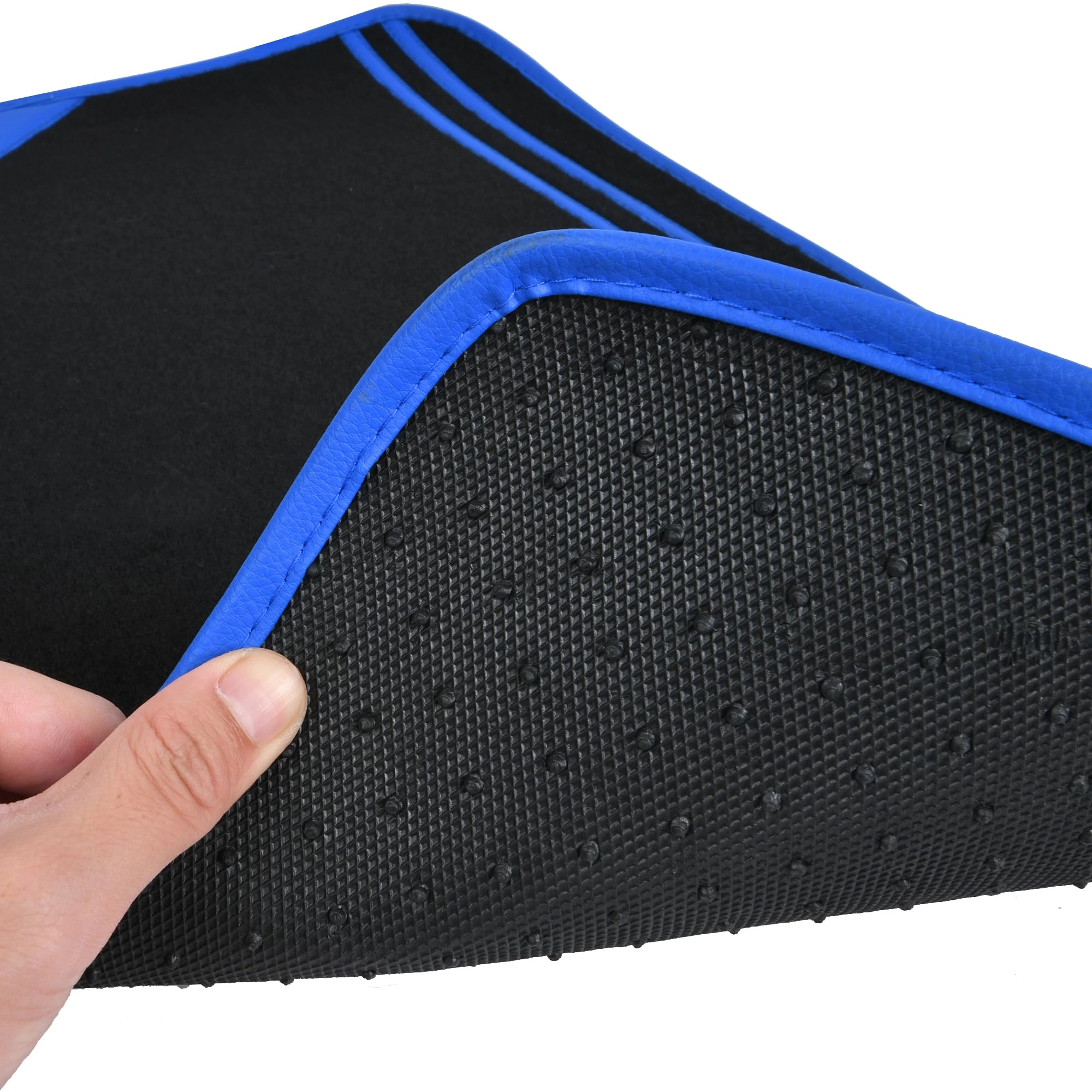 Faux Leather Car Mats - Blue Edge Universal Fit