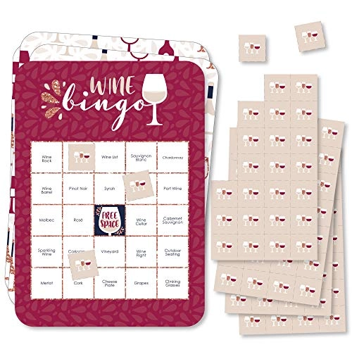Big Dot of Happiness But First Wine Bingo Cards and Markers - 18 pieces
