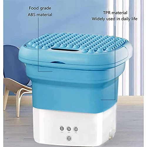 Blue Washing Machine, Mini Folding Washing Machine Combo with Small Collapsible Drain Basket UK Plug