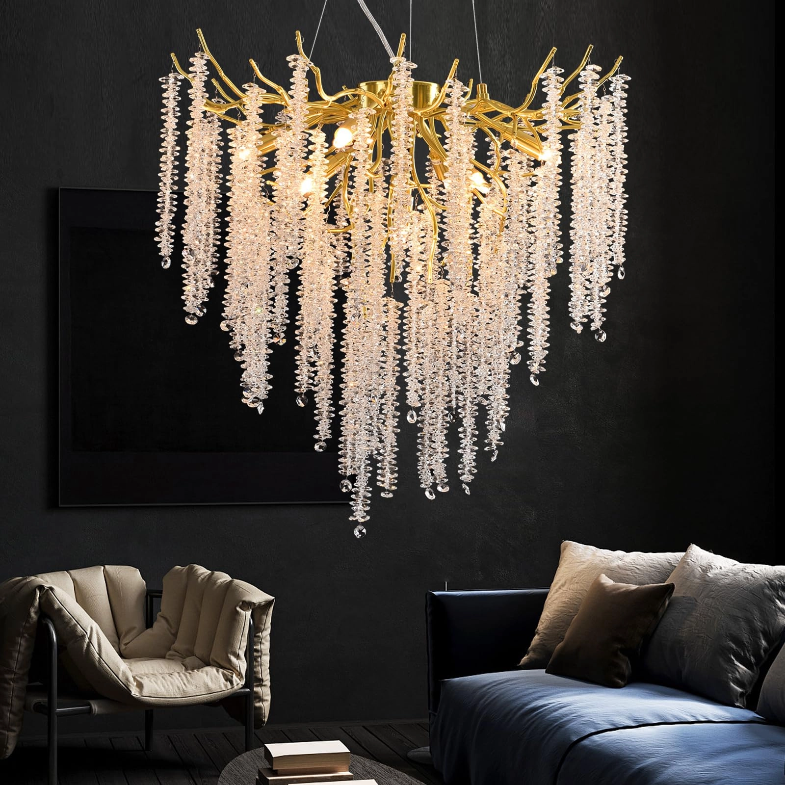 Modern Chandelier Crystal Light - 20 inches (min) to 67 inches (max)