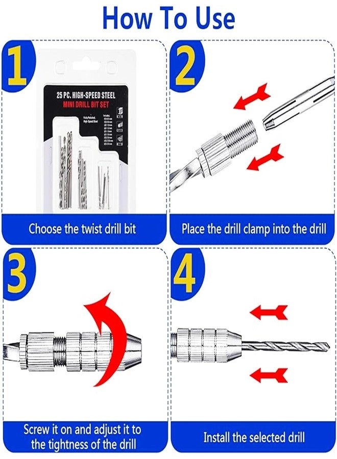 Hand Drill Bits Set - 57 Pieces + Pin Vise Hand Drill - 1 Piece + Micro Twist Drill Bits - 46 Pieces 0.1-1mm + PCB Mini Drill Bits - 10 Pieces