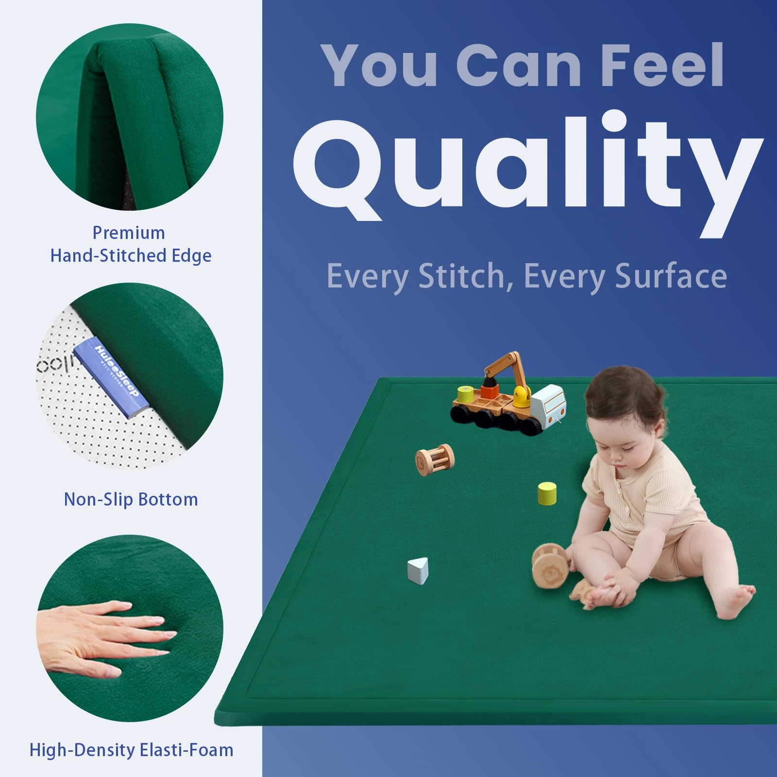 Baby Play Mat - 59"×71" 1.3" Thick Light Grey