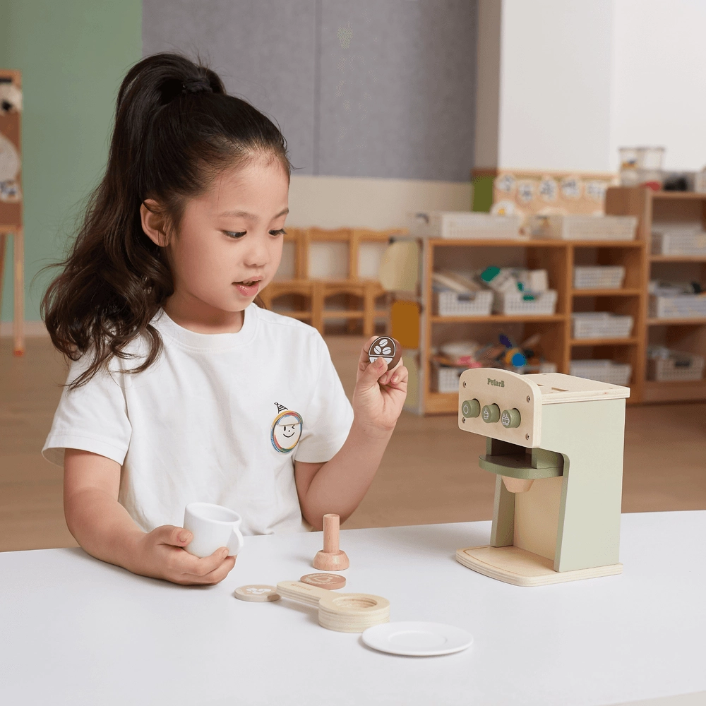 Wooden Coffee Machine - Suitable for 3 years and above 8 Pcs