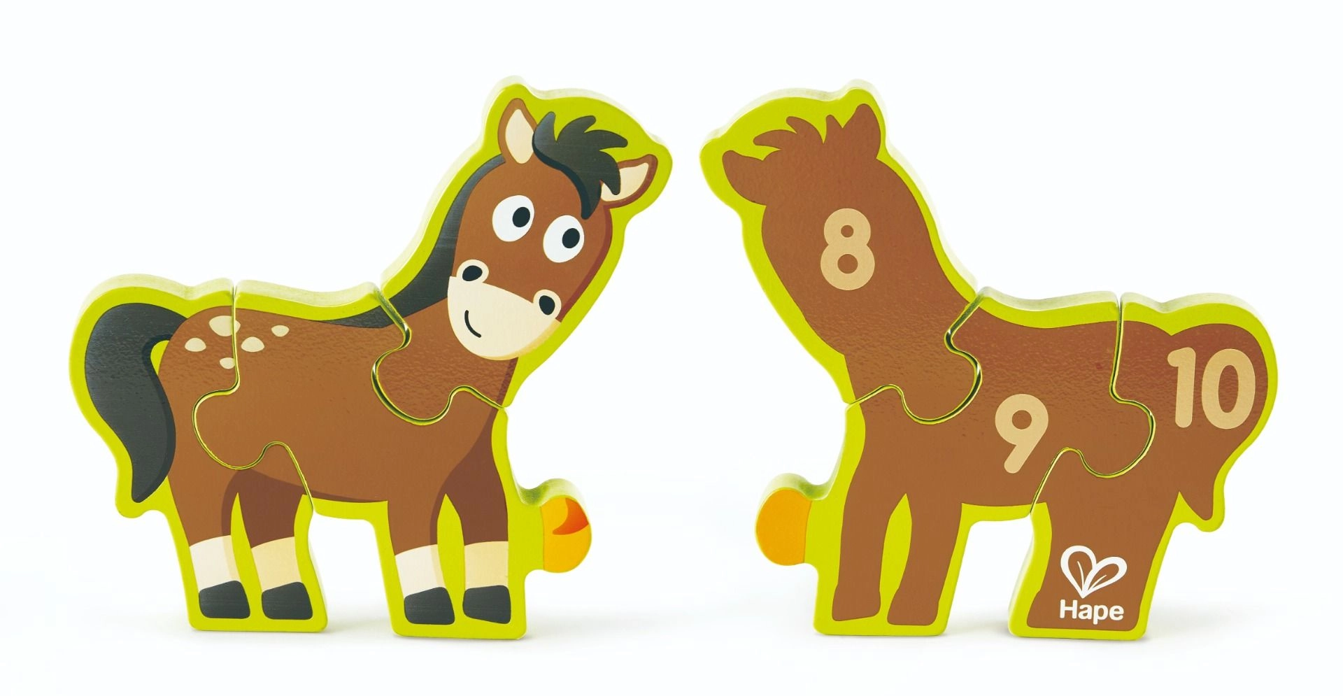 Double Sided Numbers And Farm Animal Wooden Jigsaw Puzzle - 3 + 10 pieces