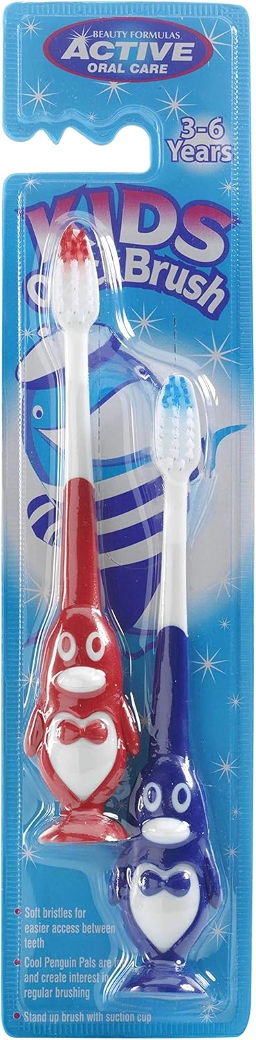 Nutripharm LLC Active Oral Care Kids Penguin Quick Brush - Soft bristles Small head 2-Piece Pack