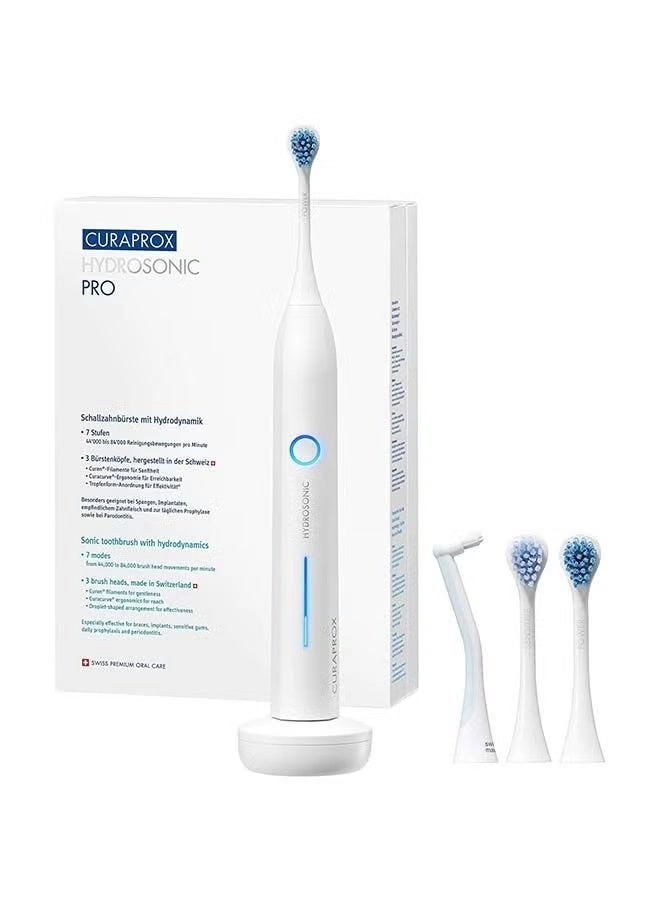 Curaprox Hydrosonic Pro - 7 Cleaning Levels 22,000 to 42,000 brush strokes per minute Rechargeable
