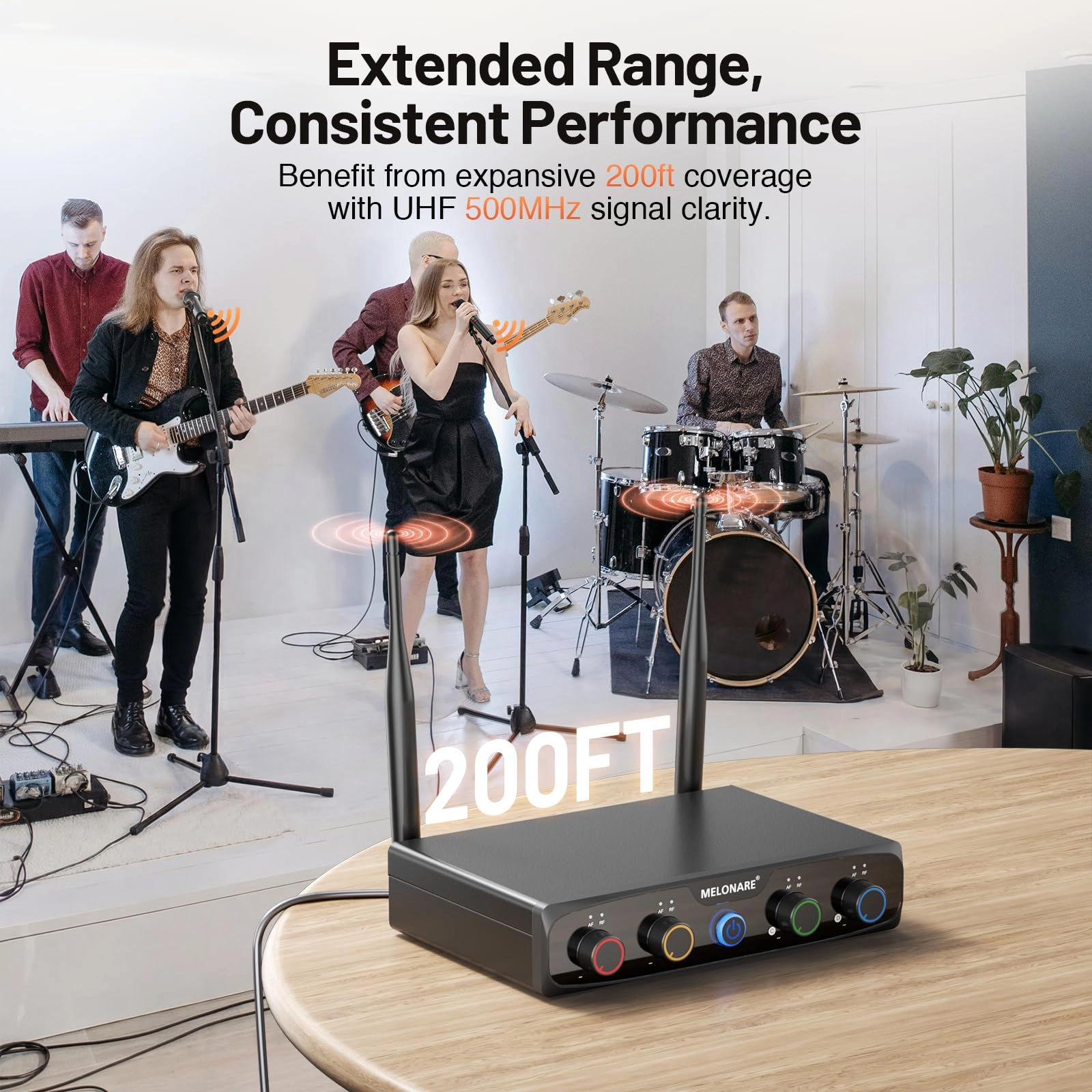 4-Channel Wireless Microphone System - 4 UHF