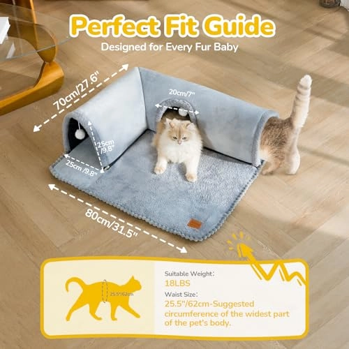 Cat Bed with Tunnel - 80L x 70W x 23H centimeters Cotton