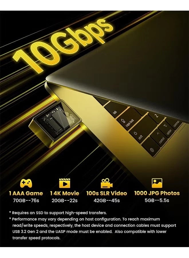 Disk M.2 NVMe SSD Enclosure - 10Gbps USB C 3.2 Gen2 NVMe Size 2230 SSDs