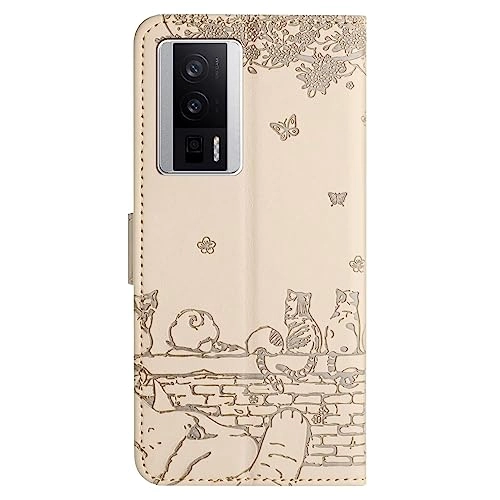 Cat Wallet Case for Xiaomi POCO X5 Pro 5G - PU Leather TPU