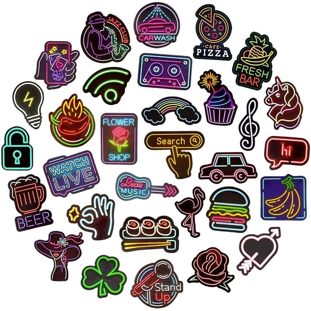 Neon Sticker Book Waterproof 50 pcs