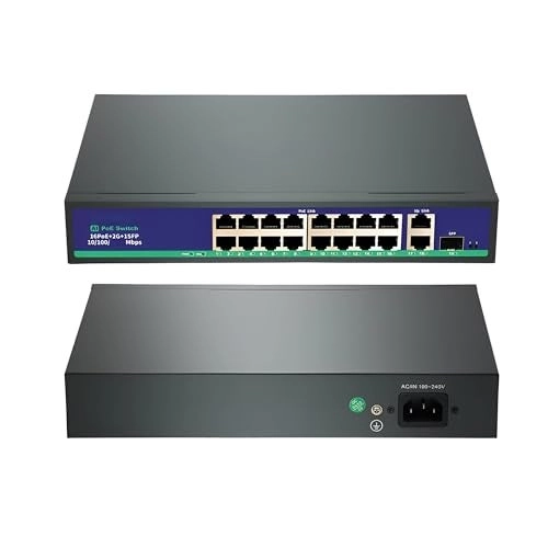 Hanutech Ai Featured Unmanaged Poe Switch - 250W 16*(10/100Mbps) 2*(10/100/1000Mbps)