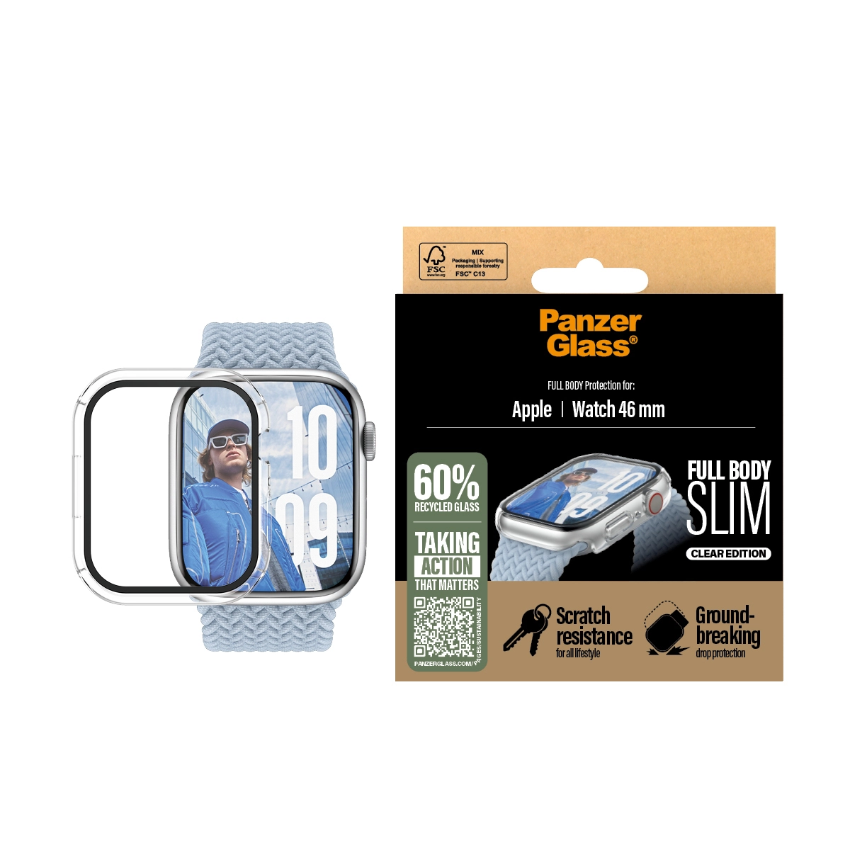 Frame & Screen Protector for Apple Watch 10 (41mm) - Full Body Slim Transparent