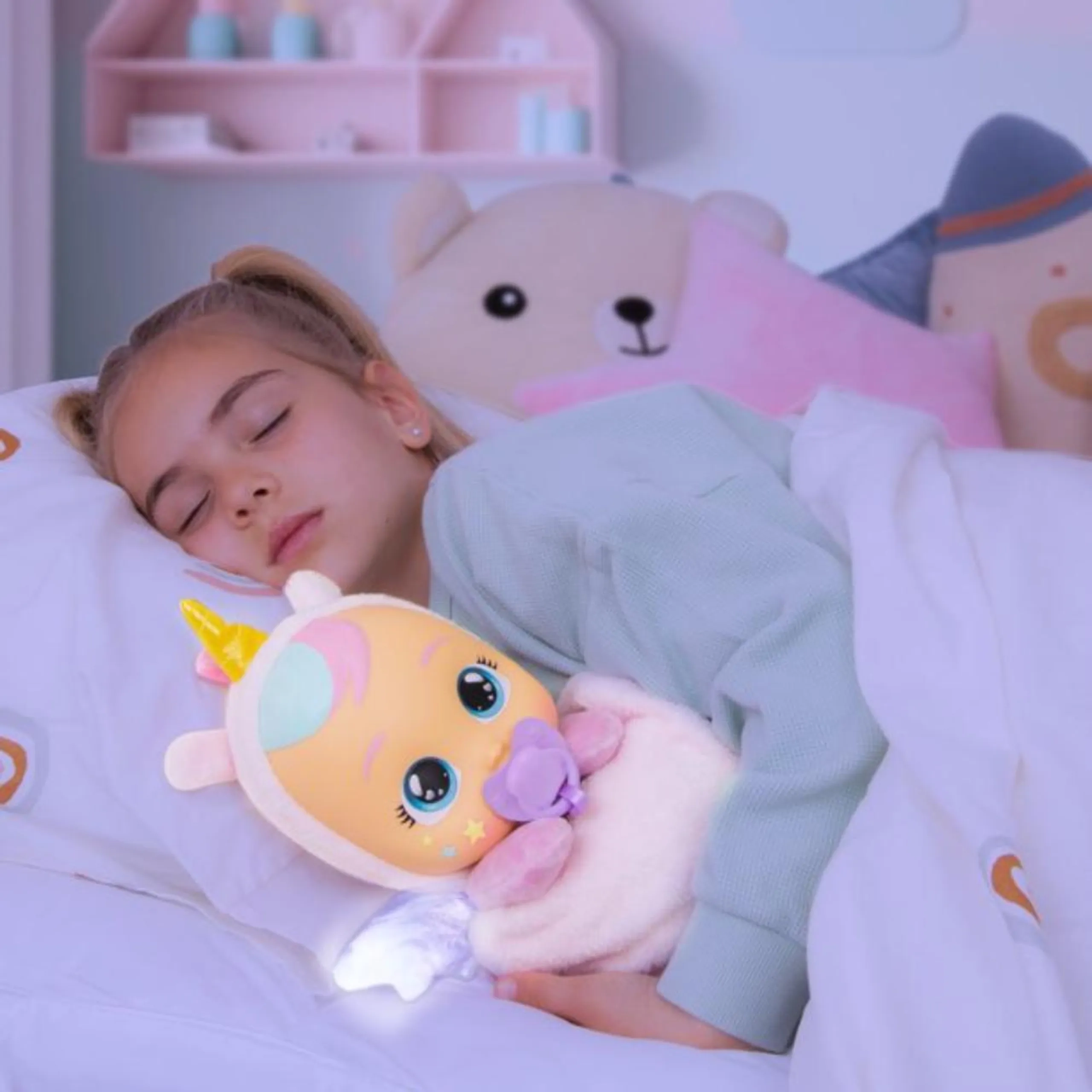 Luna And Poppy Baby Doll - Cry Babies Goodnight Friends 2-in-1 Unicorn-themed