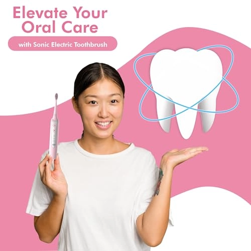 Sonic Electric Toothbrush - 5 Replacement Heads 3 Brushing Modes