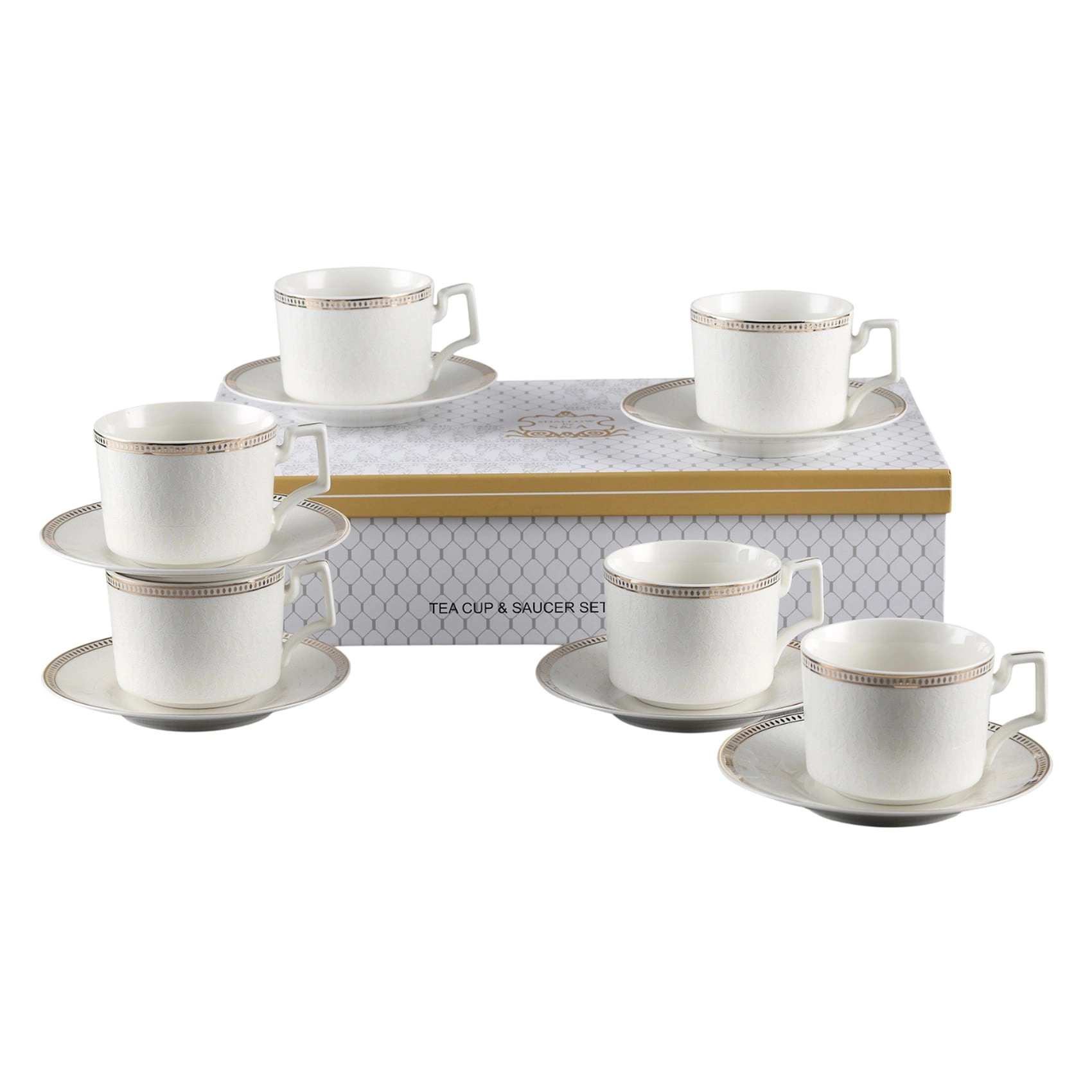Samsung Lara Tea Cup and Saucer Set - 12 pcs - 220 ml