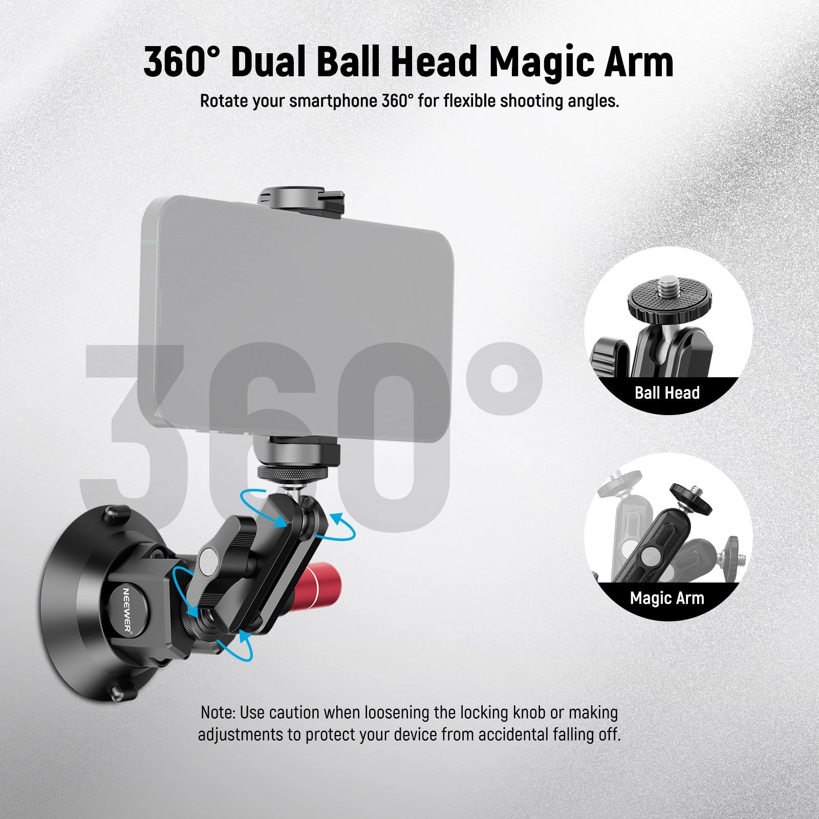 Suction Cup Camera Mount Bracket - 3" Ball Head Magic Arm