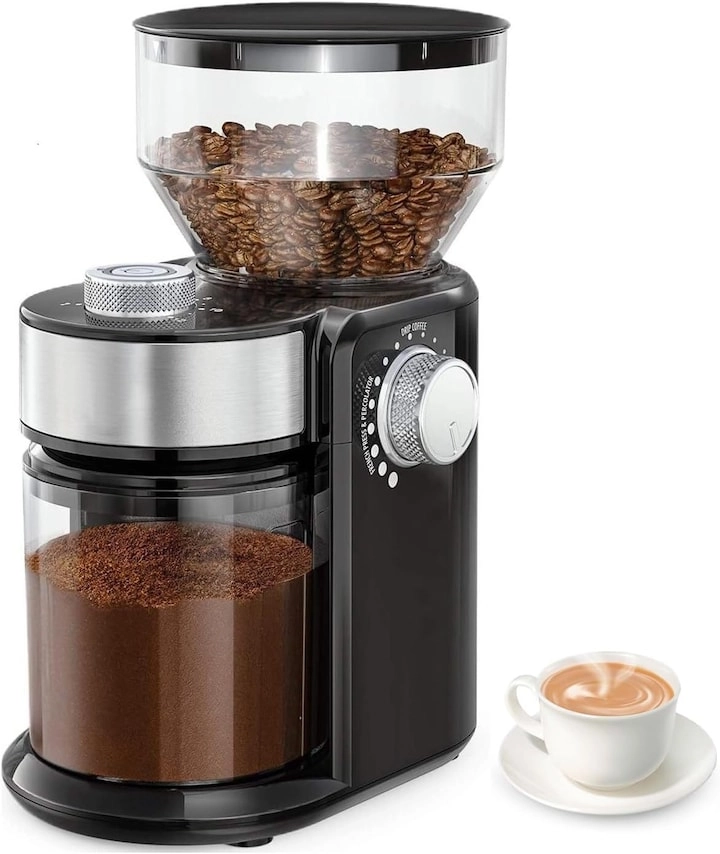 DLC Electric Burr Coffee Grinder - Automatic Flat Burr 18 settings 2-12 Cup