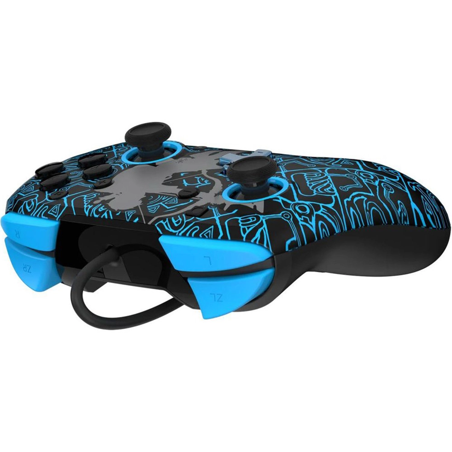 Nintendo Switch Sheikah Shoot Rematch Glow Wired Controller Black/Blue