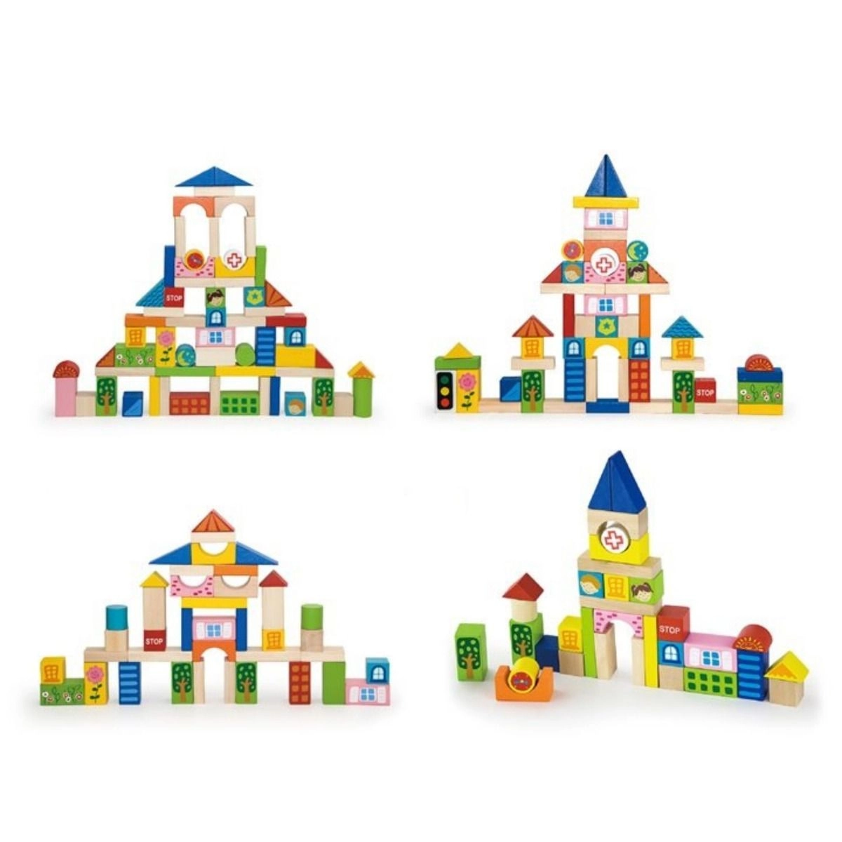 Wooden City Blocks - City Theme 75pcs
