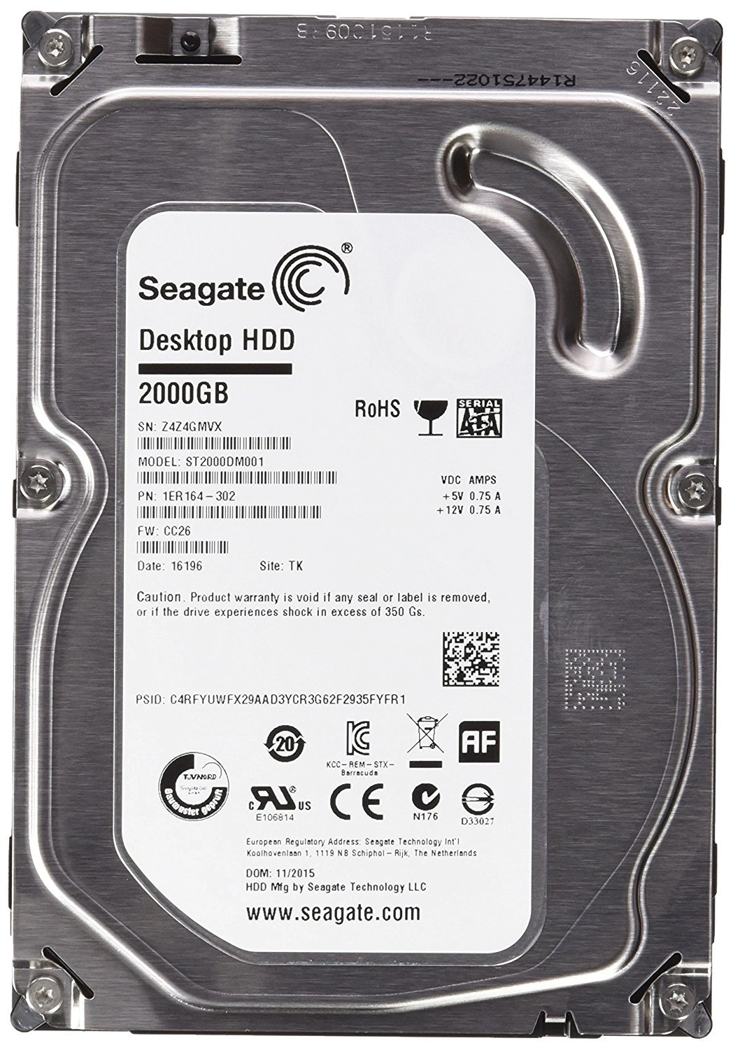 Barracuda 3.5" 7200rpm 64MB SATA 6Gb/s (ST2000DM001) - 2TB