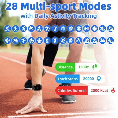 Smart Watch - 1.7 inch Curved HD Full Touch Screen 28 Sports Modes Bluetooth Call