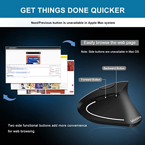 Ergonomic Vertical Wireless Optical Mouse - USB