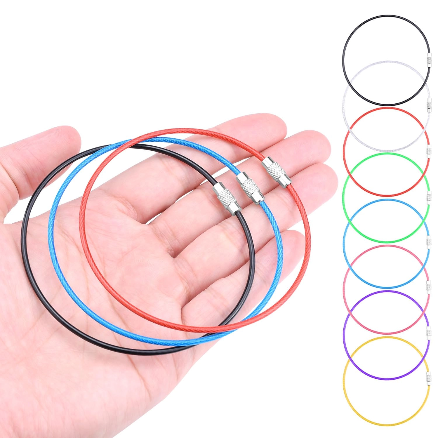 20Pack 10" Large Wire Key Chain Rings - Assorted