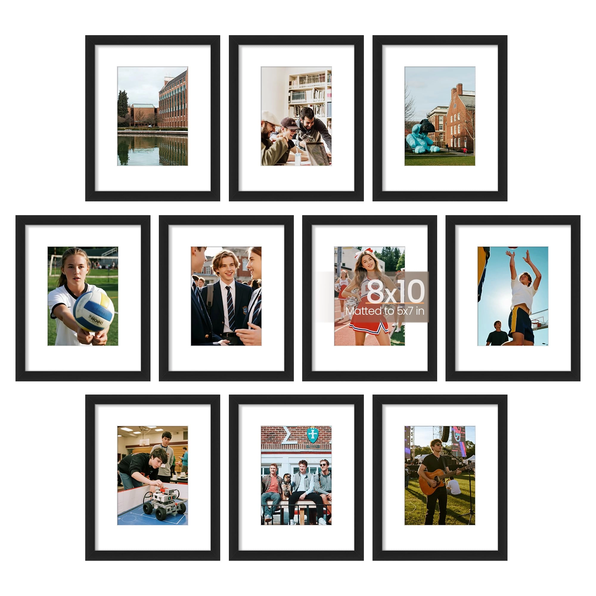 10 Pack Picture Frames - 8x10, 5x7, 4x6