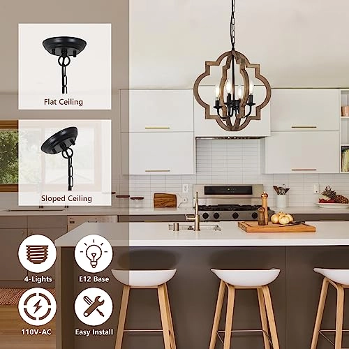 Farmhouse Chandelier - 42.5inch adjustable chain